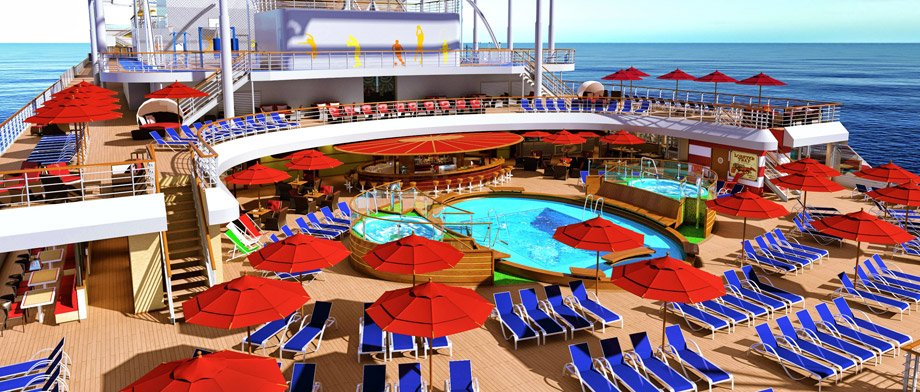 Pure Erholung auf dem Sonnendeck an Bord der Carnival Vista