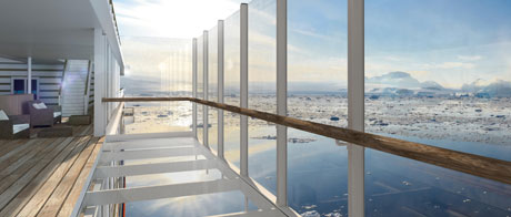 Gläserner Balkon auf der HANSEATIC spirit