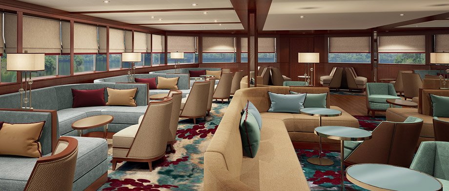 Elegante Bar der MS Douro Queen mit Panoramablick