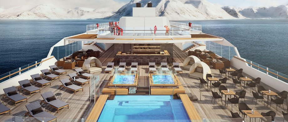 Achterdeck an Bord der MS Roald Amundsen