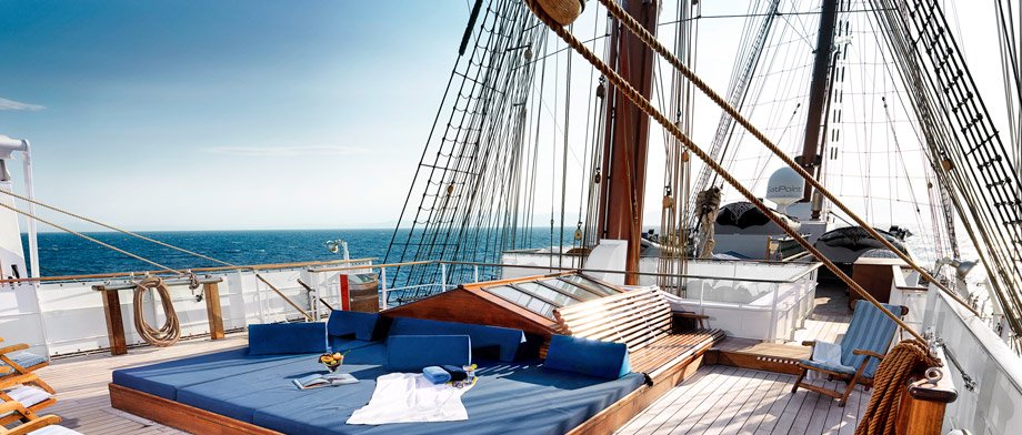 Sonnendeck an Bord der Sea Cloud II